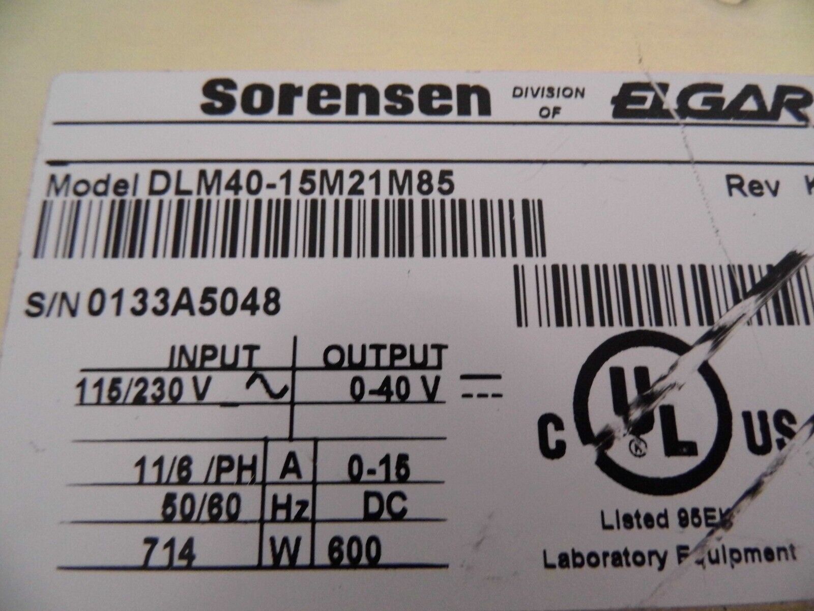 Sorensen DLM40-15 M21M85 DC Power Supply 30 Day Warranty Sorensen DLM40-15 M21M85 DC Power Supply 30 Day Warranty